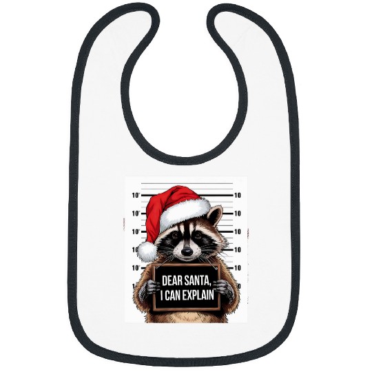 Raccoon Pet Naughty Raccoon Santa Mugshot Dear Santa I Can Explain Bibs