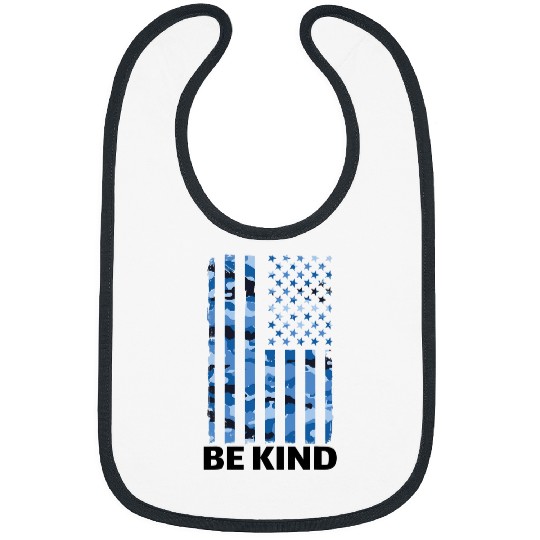 Be Kind American Flag Unity Day Blue Camo No Bully Kindness Bibs