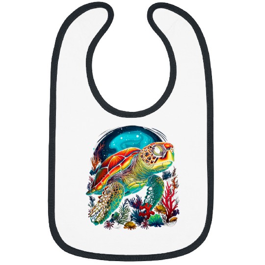 Turtle Pet Ocean Reef Aquarium Galaxy Sea Life Art Bibs