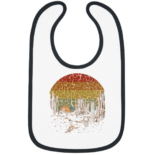 Retro vintages Canyon Desert Landscape Buffalo Skull Cacti Bibs