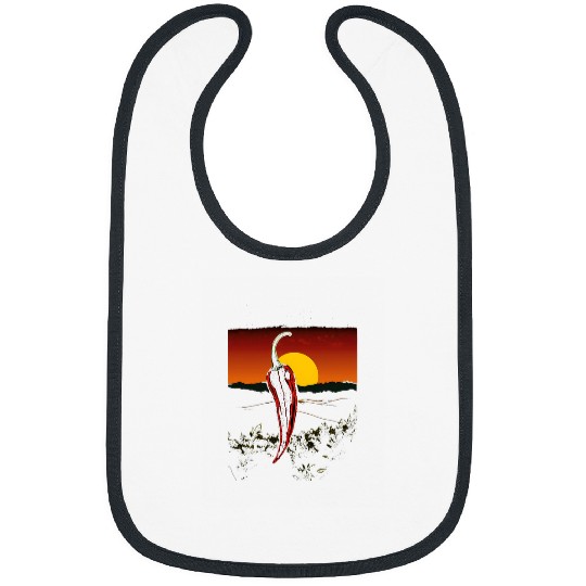 Lacrosse Gift Chili Spicy Pepper Hot Chillis Peppers Sunset Vintage Bibs