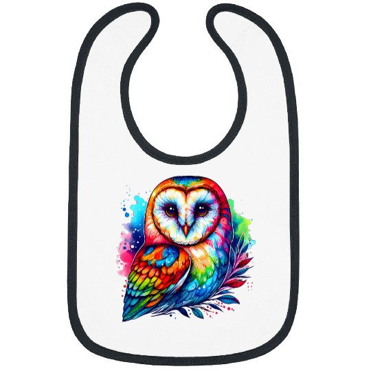 Owl Pet Cool Barn Owl Graphic Spirit Animal Illustration Tie Dye Art Bibs