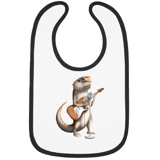Bearded Dragon Singing Guitar Player Musician Music Cute Bibs