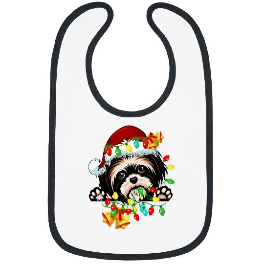 Shih Tzu Lights Funny Gift xmass Dog Lover Bibs