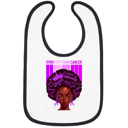 Black Women Queen Stronger Than Epilepsy Purple Ribbon Bibs