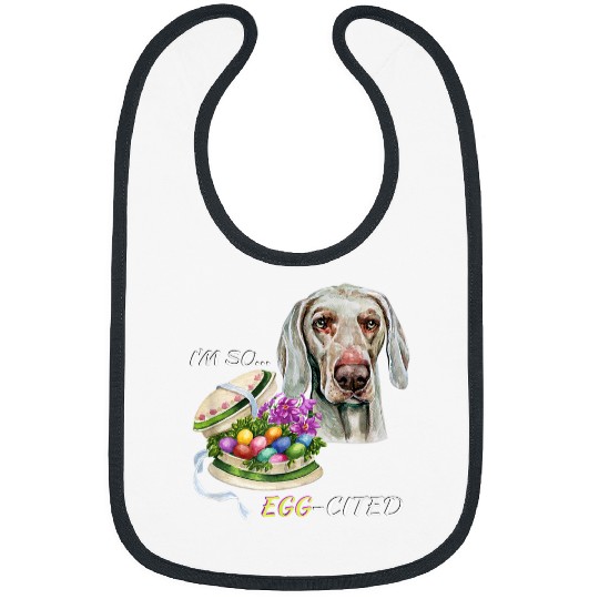 Funny Weimaraner Easter Dog Owners Design Colorful Eggs Bibs