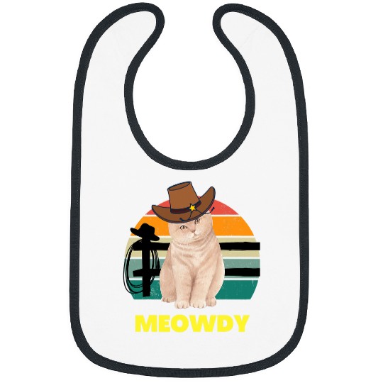 Meowdy Funny Country Music Cat Kitten In Cowboy Hat Bibs