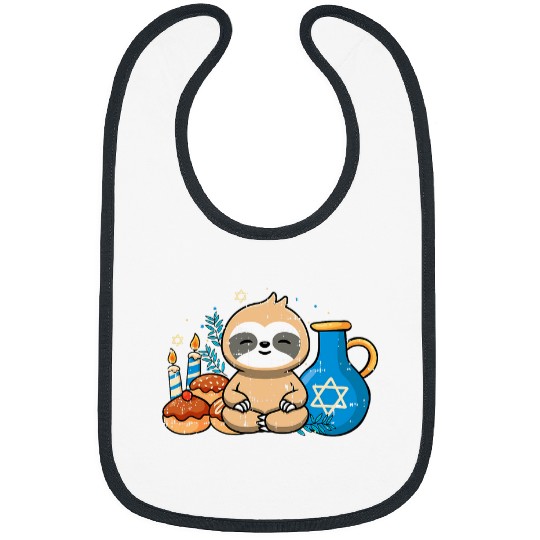 Sloth Pet Challah Bread Hanukkah Star Of David Chanukah Jewish Bibs