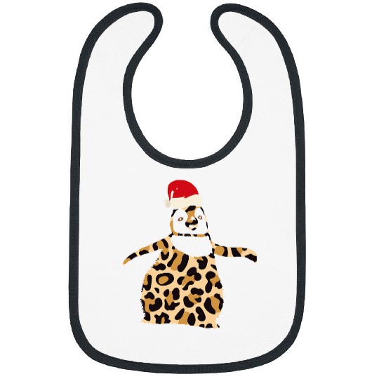 Penguin Pet Santa Hat Family Matching Christmas Leopard Print Bibs