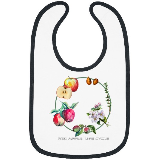 Red Apple Tree Life Cycle Process From Seeds to Fruits Art Bibs