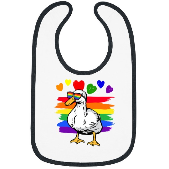 Duck Pet Quack LGBT Duck Gay Pride Rainbow LGBTQ 386 Bibs