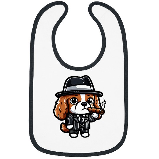 Cavalier King Charles Spaniel Gangster Funny Dog Mobster Bibs