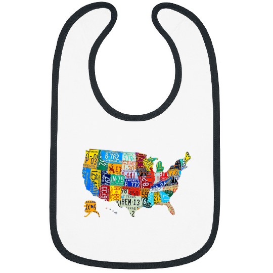 American Map License Plate US Map Art American Map Bibs