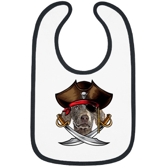 Funny Weimaraner Dog Pirate Captain Halloween Bibs