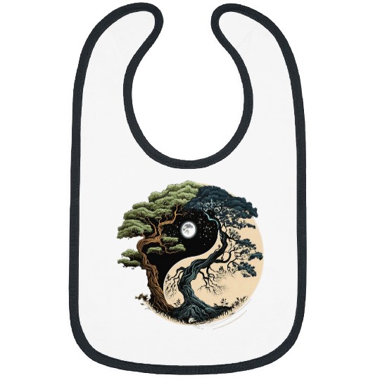 Yin Yang Tree of Life on Buddhist Bonsai Tree Bibs