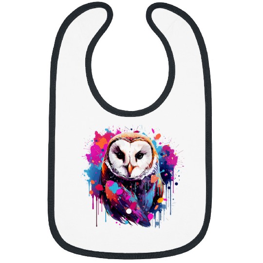 Owl Pet Colorful Barn Owl Owls Lover Splash Art 1 Bibs