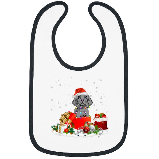 Funny Weimaraner Dog Santa Hat Christmas Cute Tee Gift Bibs