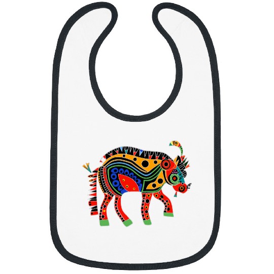 Bison Native American Pacific Northwest Coast Art Style Bibs