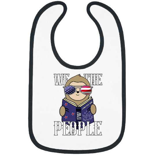 Patriotic Sloth USA Flag Constitution Love America 4th July Bibs