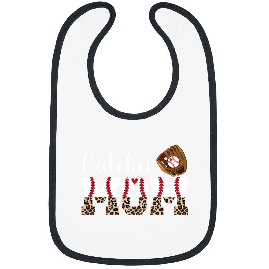 Baseball Catcher Mom Leopard Mom Of A Baseball Catcher Mama Bibs