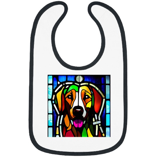 Brittany Spaniel Colorful Stained Glass 2 Bibs