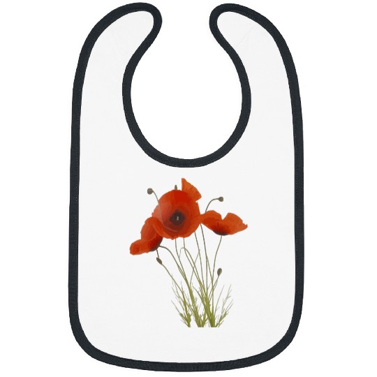 Delicate Red Poppies Wildflower Floral Bouquet Bibs