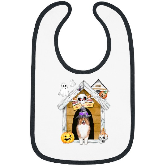 Dog Shetland Halloween Shetland Sheepdog Dog Witch Haunted House Bibs