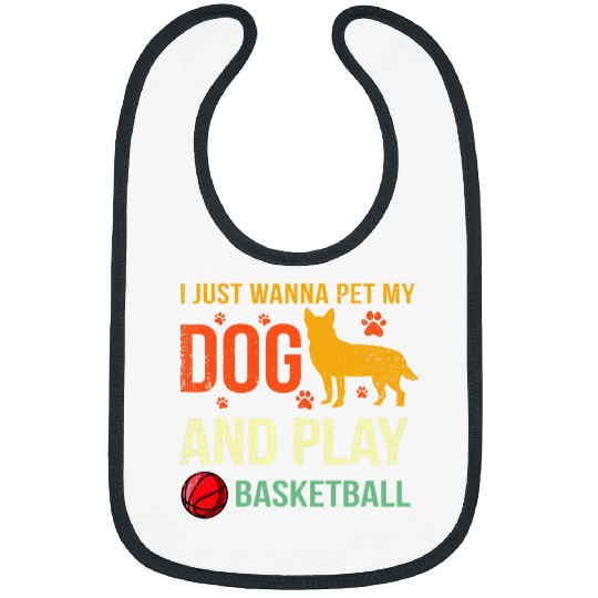 Basketball Player Red Blue Heeler Gift Cattle Dog Lover Bibs