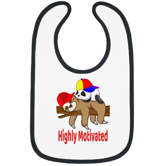 Sloth Pet and Panda Highly Motivated Team Funny Hats Lazy Bibs
