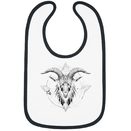 Goats Lover Head Baphomet Pentagram Satanic Devil Occult   666 Bibs