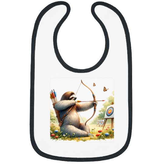 Sloth Pet Practicing Archery In A Meadow Wildflowers Arrow Bow 1 Bibs