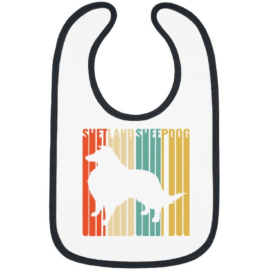 Dog Shetland Sheepdog Retro 1970s Dog Silhouette Sheltie Bibs