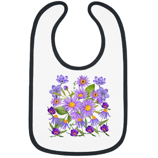 Purple Garden Flower Botanical Cottagecore Bibs
