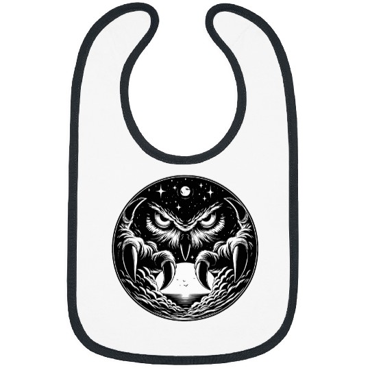Owl Pet Wise Watchful Owl Sky Sun Moon Yin Yang Balance Esoteric Bibs