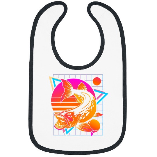 Fishing Musky Retro 80s Style vintages Pike Fishing Fisher Bibs