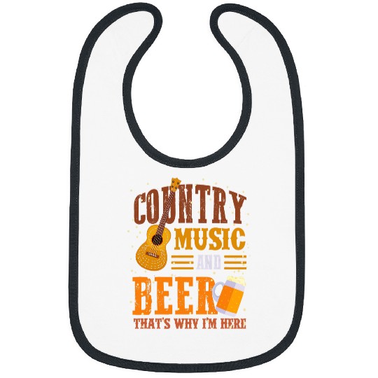 Country Music 2Beer Thats Why Im Here Funny Classic Roots Bibs