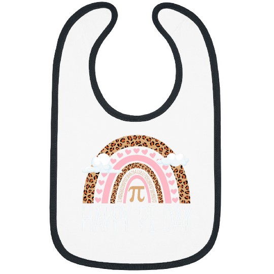 Happy Pi Day Mathematic Math Teacher Funny Leopard Rainbow Bibs