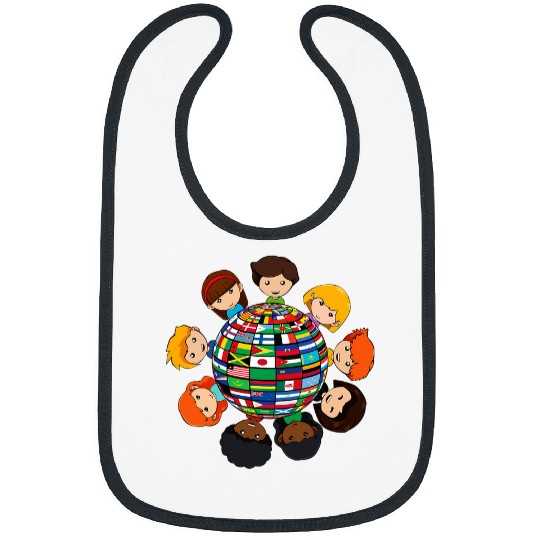 Countries Flags International Worldwide Geography Cute Fan Bibs
