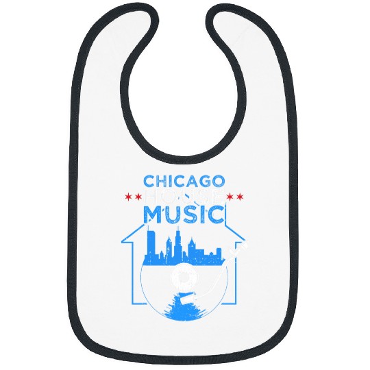 Chicago House Music Vinyl Dj Raver Flag Skyline Apparel 21 Bibs