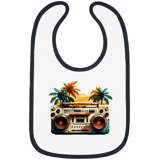 Boombox Dance Music Palm Tree 1990s Hip Hop Oldschool Music Bibs