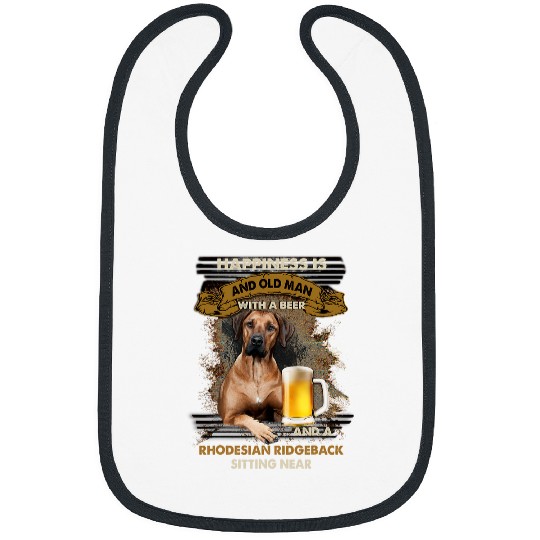 Happiness Is An Old Man With A Beer Rhodesian Ridgeback Bibs