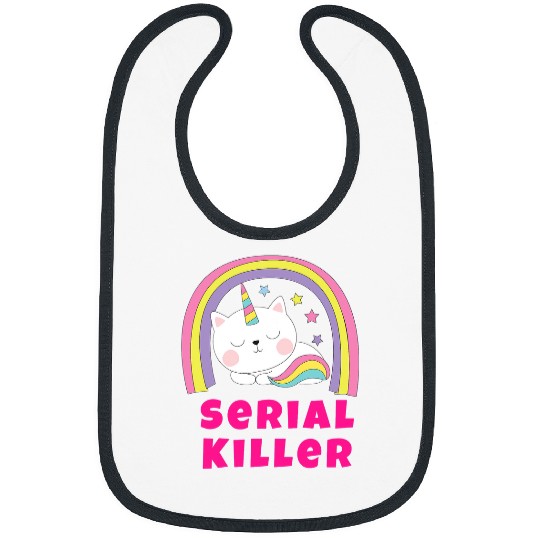 Sarcastic Retro Rainbow Funny Unicorns Serial Killer Bibs