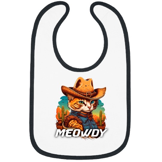 Funny Mashup Meowdy Cat Cowboy Hat Country Lover Bibs