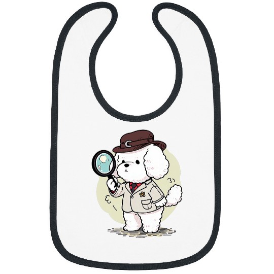 Bichon Frise Detective Funny Dog Mystery Bibs