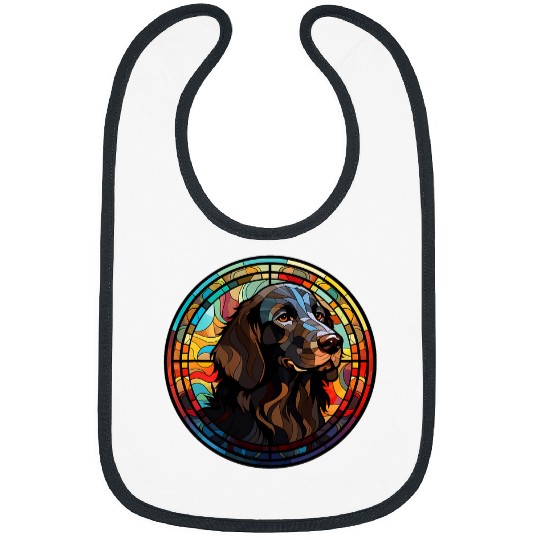 Flat Coated Retriever Dog Stained Glass Leadlight Artistic Bibs