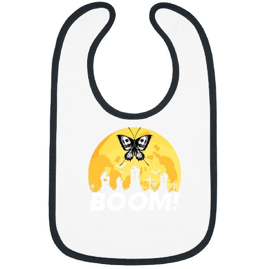 Halloween Haunted Mansion Spooky Skull Butterfly Graveyard Bibs