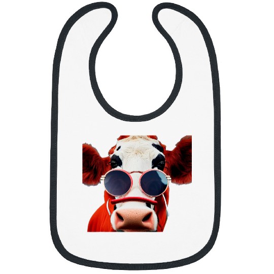Cow Lover Funny Cow Wearing Sunglasses Pop Art Cow Bibs