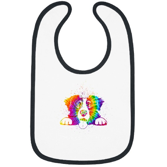 Border Collie Tie Dye Rainbow Dog Lover Bibs