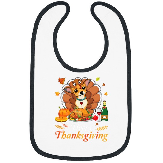 Chihuahua Dog Turkey Costume Wines Pie Pumpkin Thanksgiving Bibs