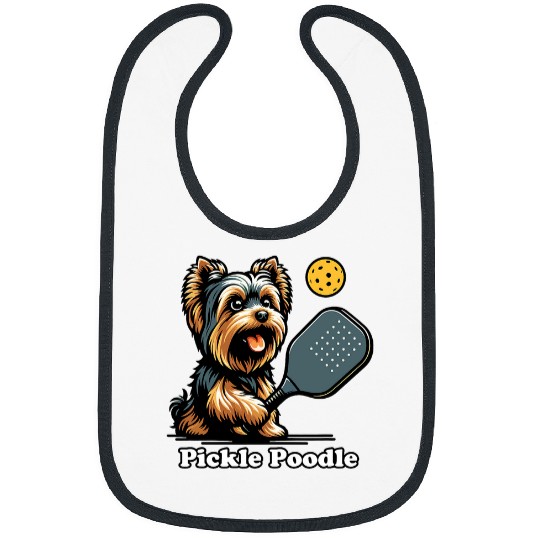 Dog Playing Pickleball Yorkshire Terrier Funny Pickle Poodle Bibs